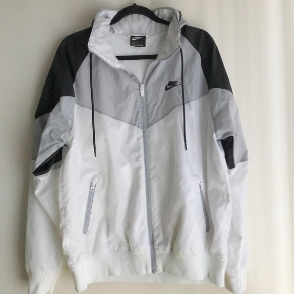 Nike Other - Nike Windbreaker Jacket White Gray Black Large